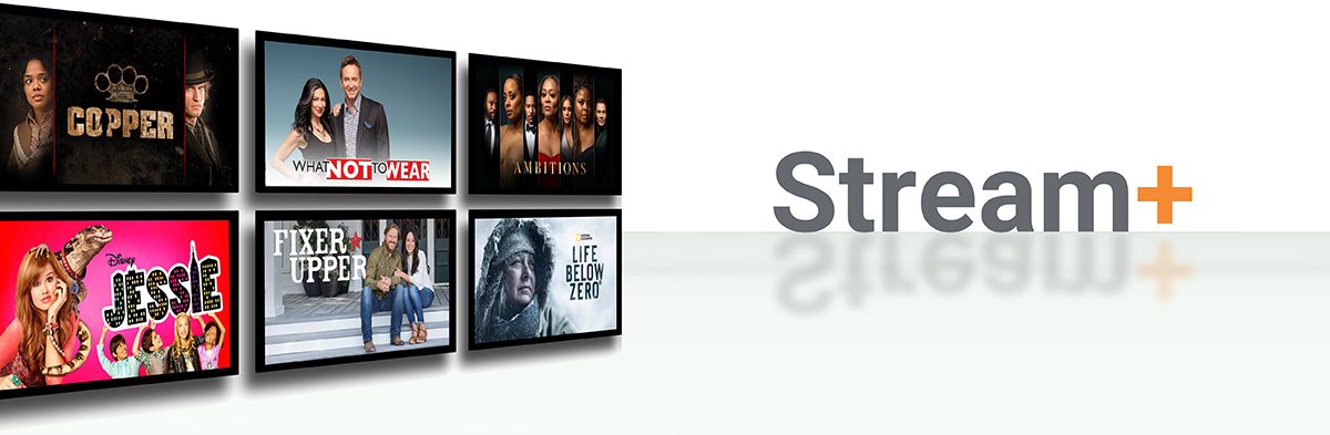 Stream+ screens on white background