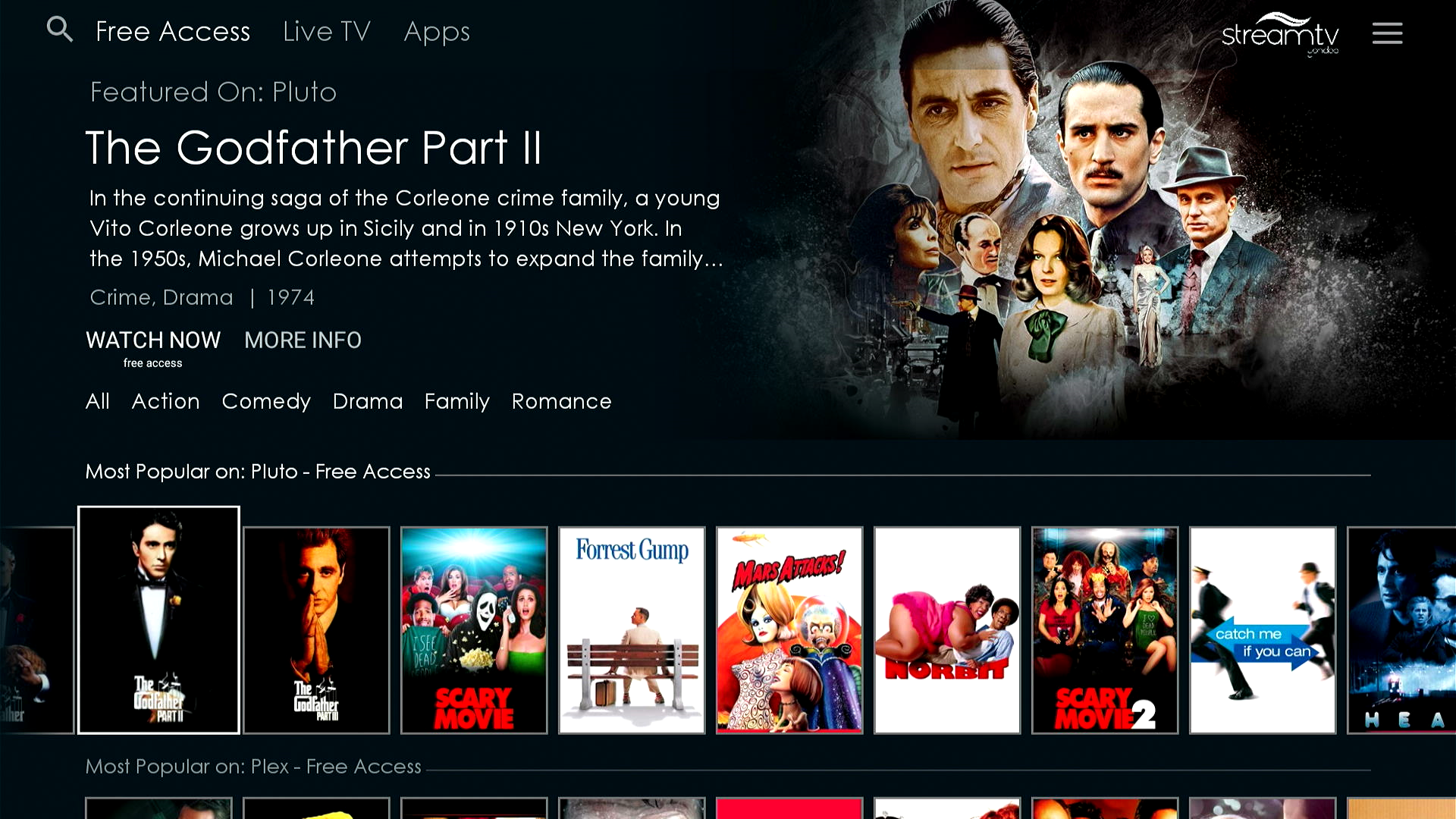 tv screen with unlimited streaming view